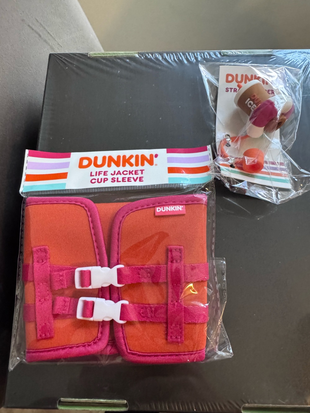 Viral Dunkin Life jacket  Cup Sleeve and straw topper set